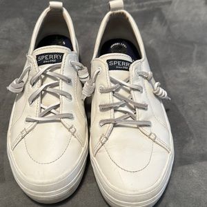 White Sperry, leather boat shoes